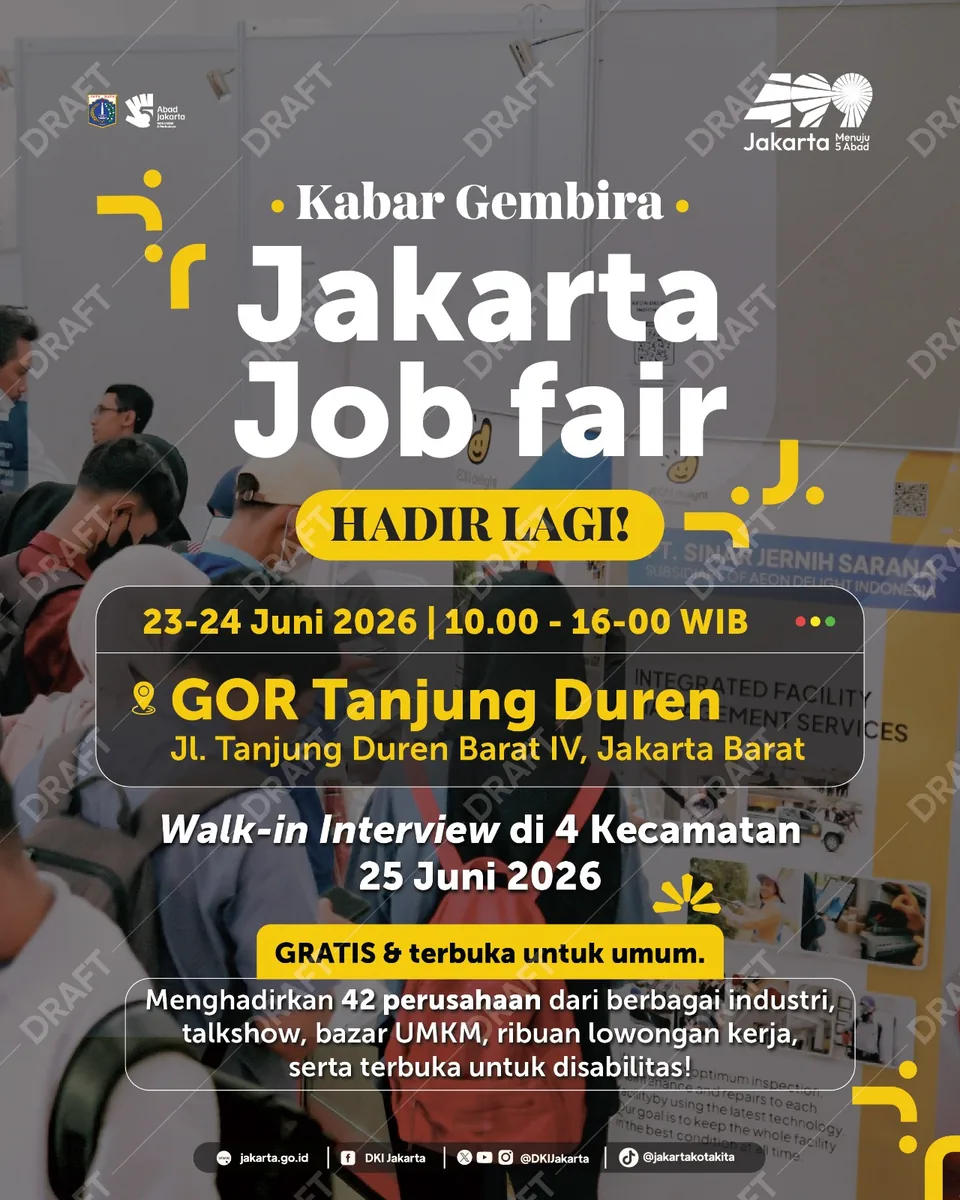 Job Fair Provinsi Kalimantan Selatan 2026 (Suku Dinas TKTE Wilayah Provinsi Kalimantan Selatan Barat) : 23-24 Juni 2026